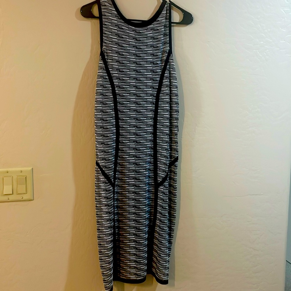Black and grey bodycon dress. Looks really great on but a little too big for me
